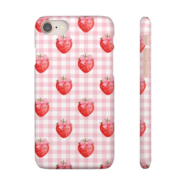 Super Cute Strawberry and Bows Snap Phone Case | Pink Gingham Pattern | Gifts for Her | Summer Accessory - Image 5