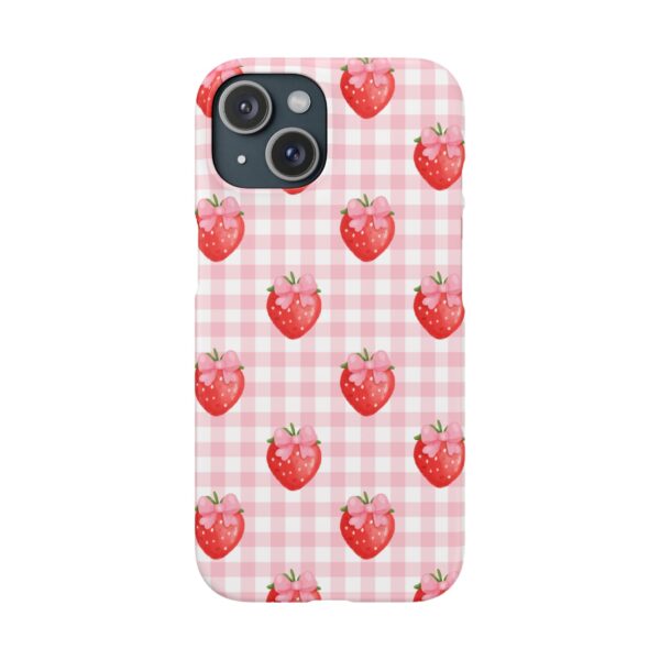 Super Cute Strawberry and Bows Snap Phone Case | Pink Gingham Pattern | Gifts for Her | Summer Accessory - Image 162