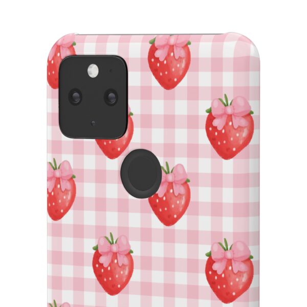 Super Cute Strawberry and Bows Snap Phone Case | Pink Gingham Pattern | Gifts for Her | Summer Accessory - Image 93