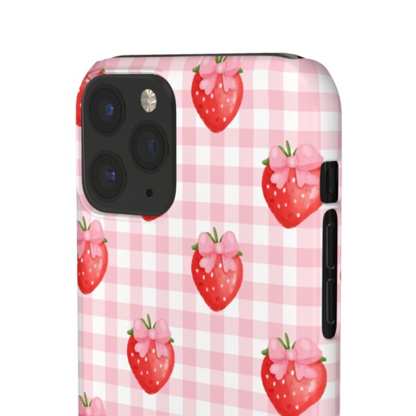 Super Cute Strawberry and Bows Snap Phone Case | Pink Gingham Pattern | Gifts for Her | Summer Accessory - Image 42