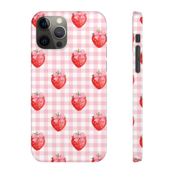 Super Cute Strawberry and Bows Snap Phone Case | Pink Gingham Pattern | Gifts for Her | Summer Accessory - Image 73