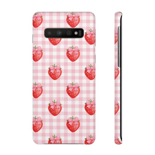 Super Cute Strawberry and Bows Snap Phone Case | Pink Gingham Pattern | Gifts for Her | Summer Accessory - Image 37