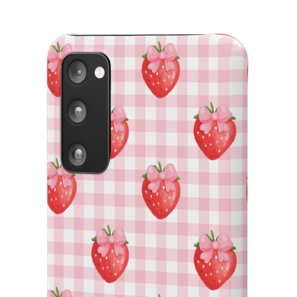 Super Cute Strawberry and Bows Snap Phone Case | Pink Gingham Pattern | Gifts for Her | Summer Accessory - Image 97