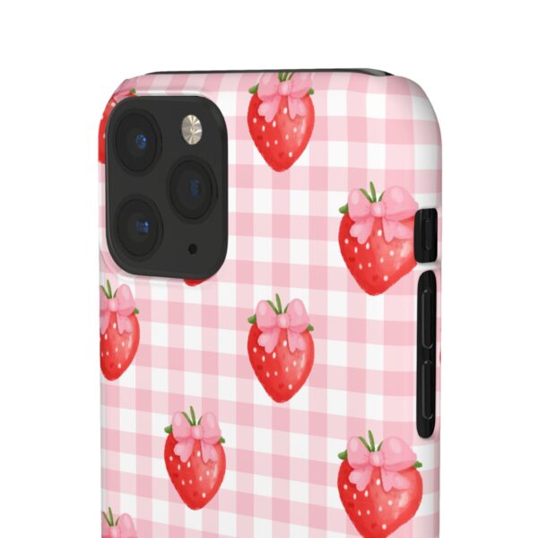 Super Cute Strawberry and Bows Snap Phone Case | Pink Gingham Pattern | Gifts for Her | Summer Accessory - Image 48