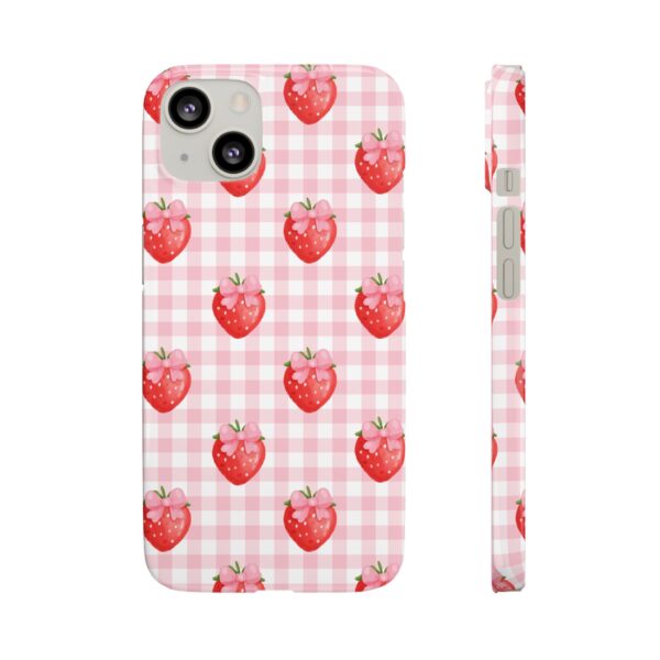 Super Cute Strawberry and Bows Snap Phone Case | Pink Gingham Pattern | Gifts for Her | Summer Accessory - Image 79
