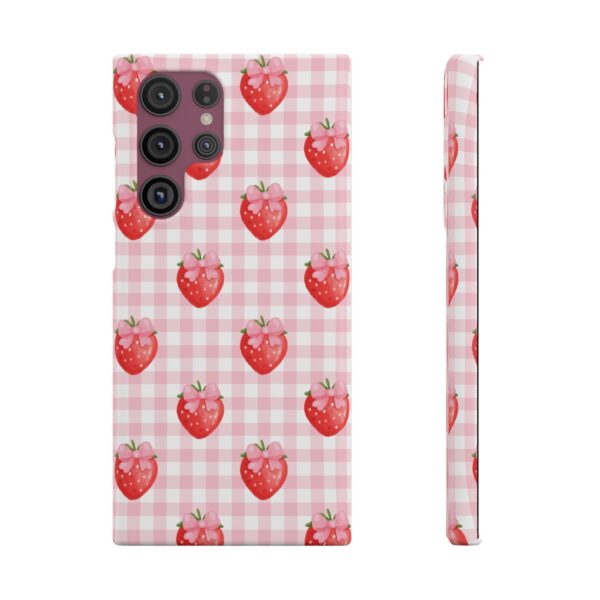 Super Cute Strawberry and Bows Snap Phone Case | Pink Gingham Pattern | Gifts for Her | Summer Accessory - Image 124