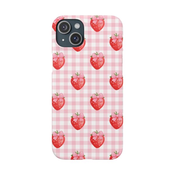 Super Cute Strawberry and Bows Snap Phone Case | Pink Gingham Pattern | Gifts for Her | Summer Accessory - Image 170