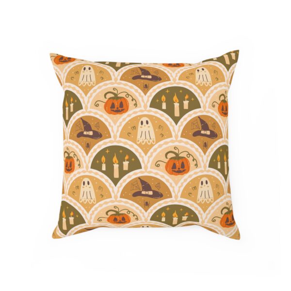 Cozy Reversible Halloween Throw Pillow for Autumn | Pumpkin and Ghost Design