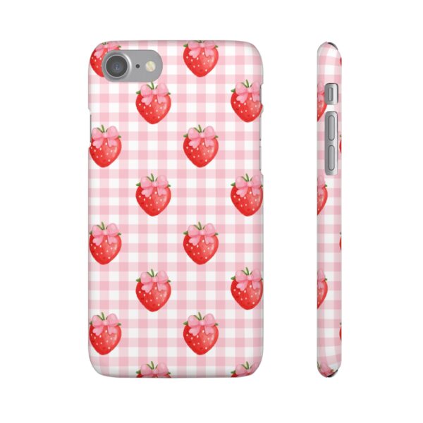 Super Cute Strawberry and Bows Snap Phone Case | Pink Gingham Pattern | Gifts for Her | Summer Accessory - Image 17
