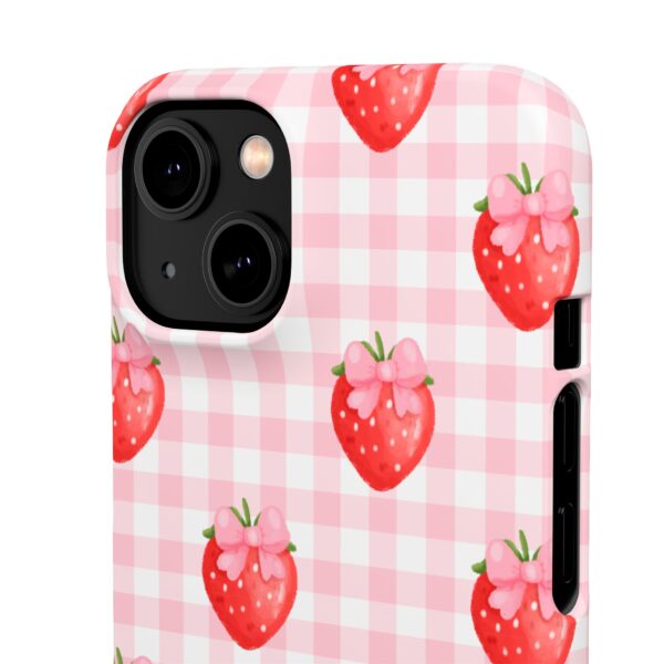 Super Cute Strawberry and Bows Snap Phone Case | Pink Gingham Pattern | Gifts for Her | Summer Accessory - Image 131