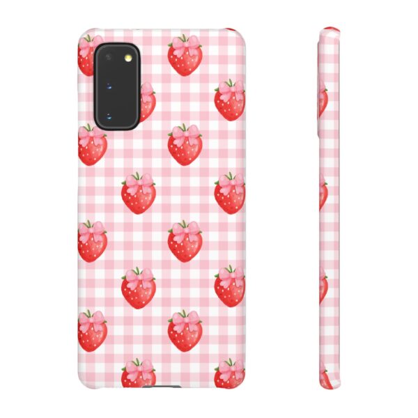 Super Cute Strawberry and Bows Snap Phone Case | Pink Gingham Pattern | Gifts for Her | Summer Accessory - Image 53
