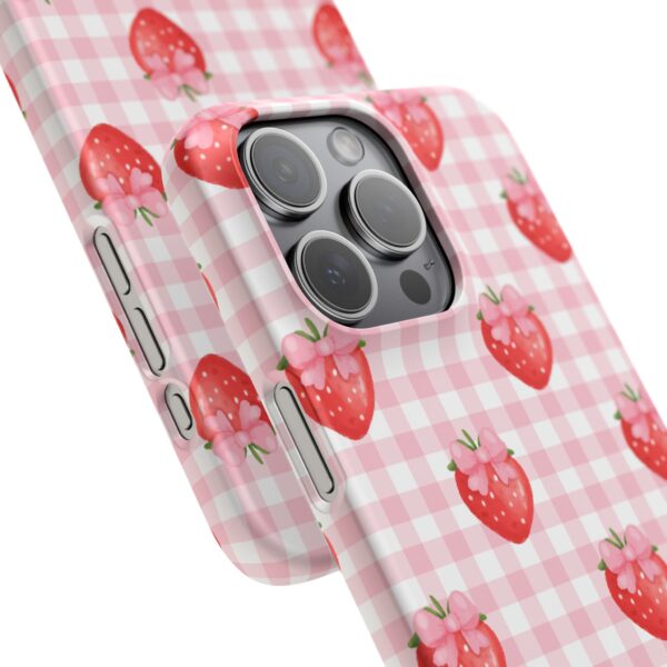 Super Cute Strawberry and Bows Snap Phone Case | Pink Gingham Pattern | Gifts for Her | Summer Accessory - Image 175