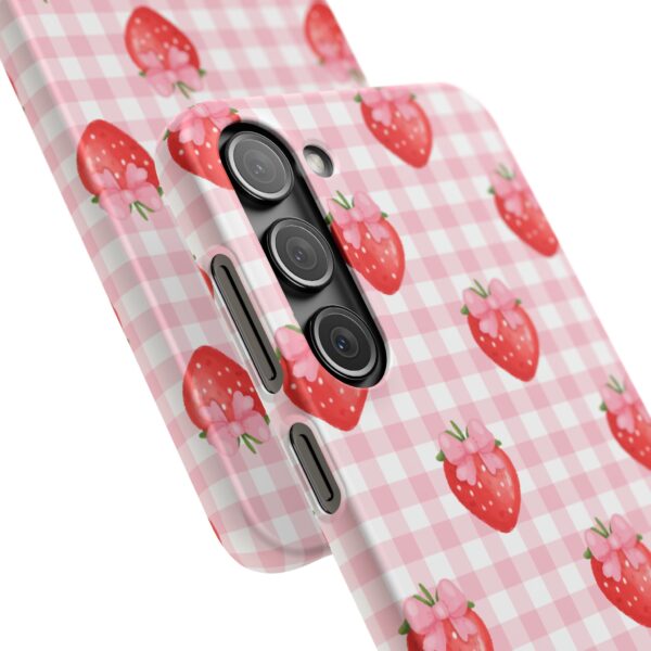 Super Cute Strawberry and Bows Snap Phone Case | Pink Gingham Pattern | Gifts for Her | Summer Accessory - Image 196