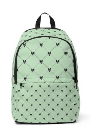 Chic Pastel Green and Black Bow Pattern Backpack | Stylish Travel Companion | School Bag | Everyday Backpack | Fashion Accessory