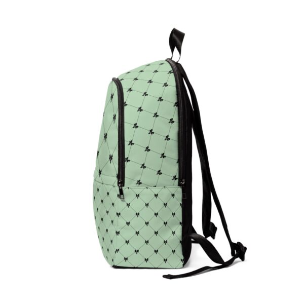 Chic Pastel Green and Black Bow Pattern Backpack | Stylish Travel Companion | School Bag | Everyday Backpack | Fashion Accessory - Image 3