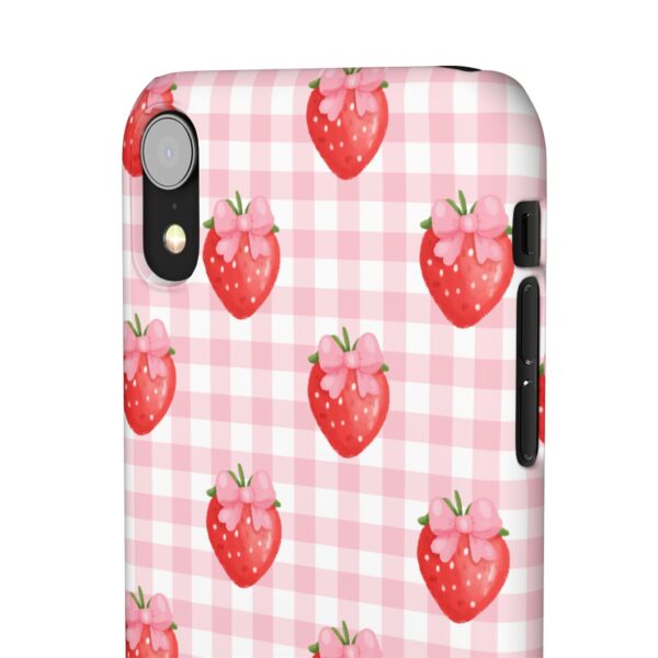 Super Cute Strawberry and Bows Snap Phone Case | Pink Gingham Pattern | Gifts for Her | Summer Accessory - Image 30