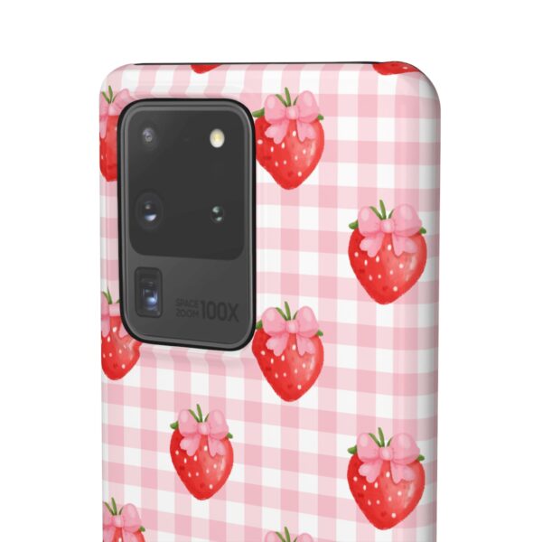 Super Cute Strawberry and Bows Snap Phone Case | Pink Gingham Pattern | Gifts for Her | Summer Accessory - Image 56