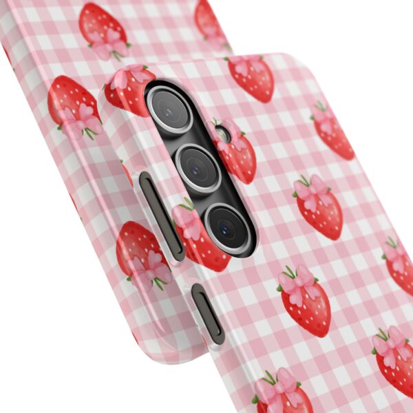Super Cute Strawberry and Bows Snap Phone Case | Pink Gingham Pattern | Gifts for Her | Summer Accessory - Image 178