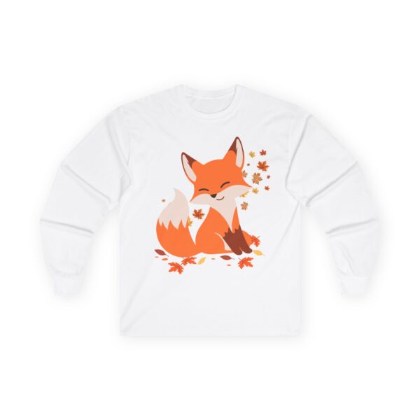 Autumn Falling Leaves, Fox Long-Sleeve Tee | Cute Fall Shirt | Nature Lover Gift | Cozy Casual Wear | Seasonal - Image 3
