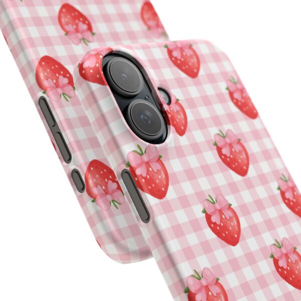 Super Cute Strawberry and Bows Snap Phone Case | Pink Gingham Pattern | Gifts for Her | Summer Accessory - Image 155