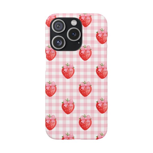 Super Cute Strawberry and Bows Snap Phone Case | Pink Gingham Pattern | Gifts for Her | Summer Accessory - Image 166