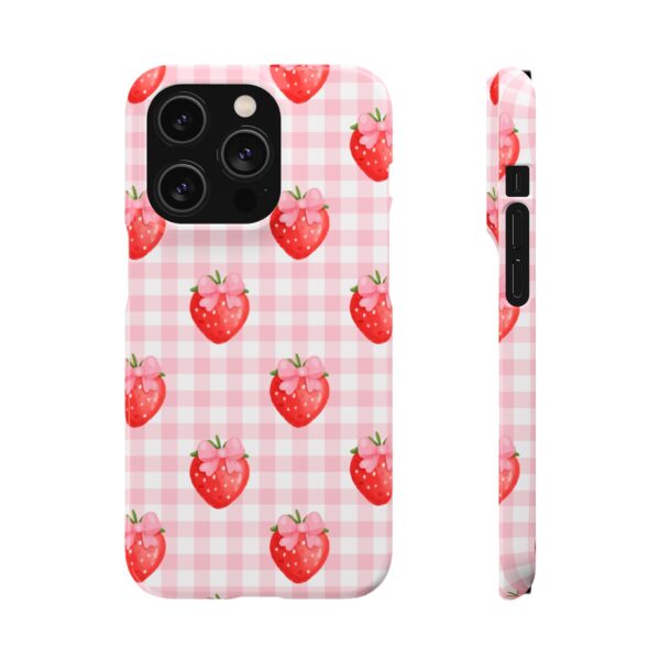 Super Cute Strawberry and Bows Snap Phone Case | Pink Gingham Pattern | Gifts for Her | Summer Accessory - Image 132