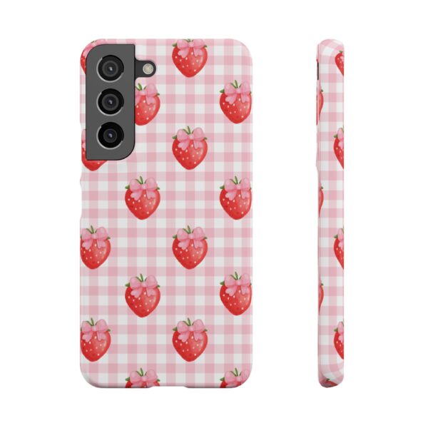 Super Cute Strawberry and Bows Snap Phone Case | Pink Gingham Pattern | Gifts for Her | Summer Accessory - Image 116