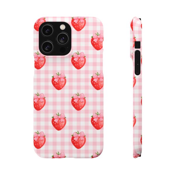 Super Cute Strawberry and Bows Snap Phone Case | Pink Gingham Pattern | Gifts for Her | Summer Accessory - Image 142