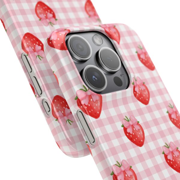 Super Cute Strawberry and Bows Snap Phone Case | Pink Gingham Pattern | Gifts for Her | Summer Accessory - Image 165