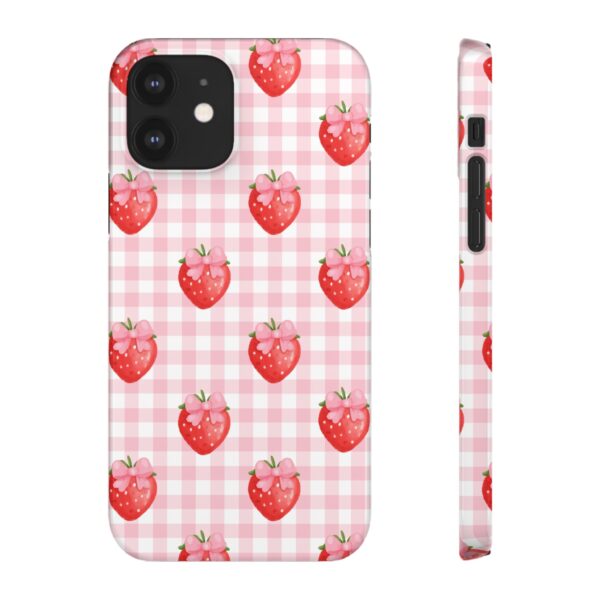 Super Cute Strawberry and Bows Snap Phone Case | Pink Gingham Pattern | Gifts for Her | Summer Accessory - Image 67