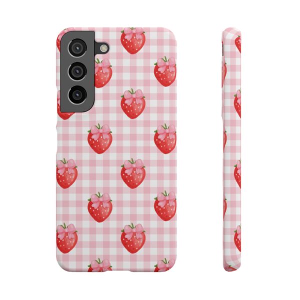 Super Cute Strawberry and Bows Snap Phone Case | Pink Gingham Pattern | Gifts for Her | Summer Accessory - Image 118