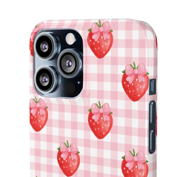 Super Cute Strawberry and Bows Snap Phone Case | Pink Gingham Pattern | Gifts for Her | Summer Accessory - Image 90