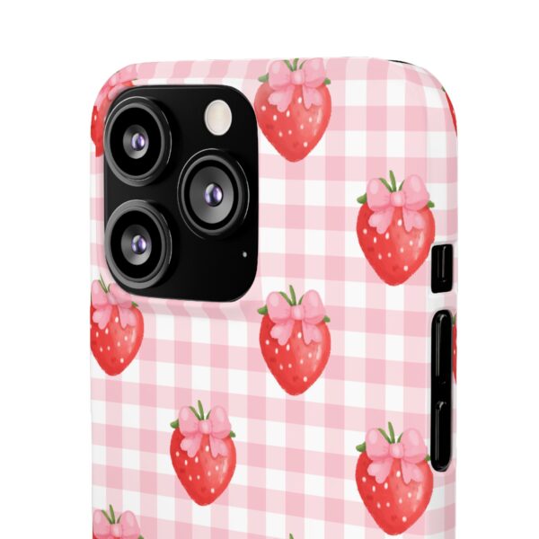 Super Cute Strawberry and Bows Snap Phone Case | Pink Gingham Pattern | Gifts for Her | Summer Accessory
