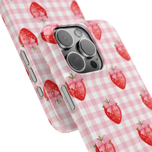 Super Cute Strawberry and Bows Snap Phone Case | Pink Gingham Pattern | Gifts for Her | Summer Accessory - Image 157
