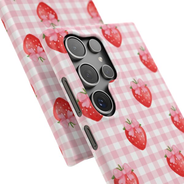 Super Cute Strawberry and Bows Snap Phone Case | Pink Gingham Pattern | Gifts for Her | Summer Accessory - Image 188