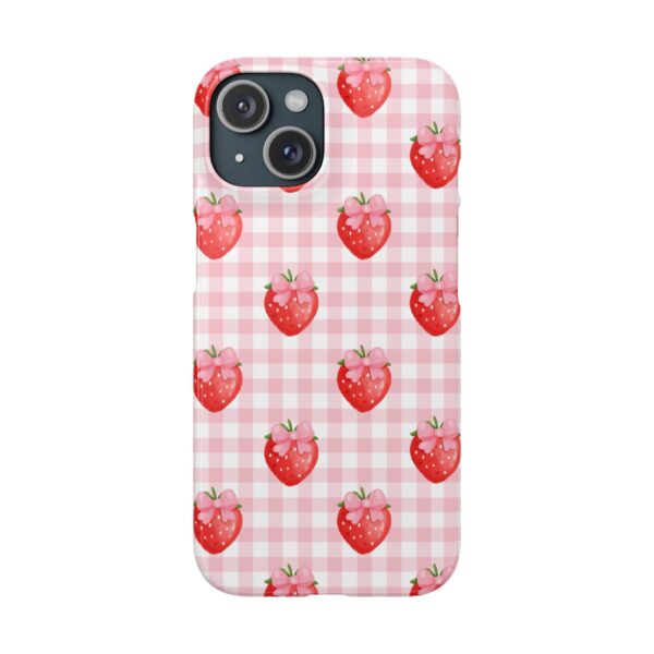 Super Cute Strawberry and Bows Snap Phone Case | Pink Gingham Pattern | Gifts for Her | Summer Accessory - Image 160