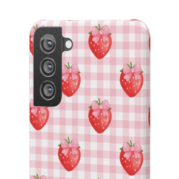 Super Cute Strawberry and Bows Snap Phone Case | Pink Gingham Pattern | Gifts for Her | Summer Accessory - Image 109