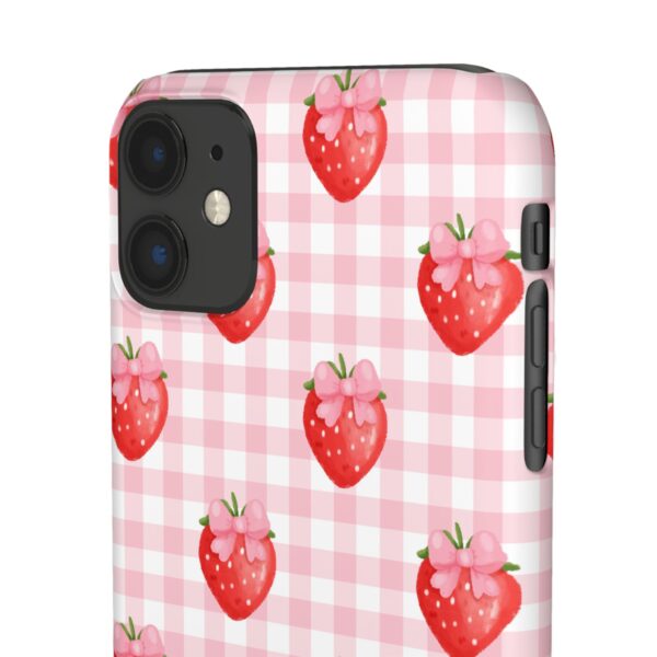 Super Cute Strawberry and Bows Snap Phone Case | Pink Gingham Pattern | Gifts for Her | Summer Accessory - Image 46