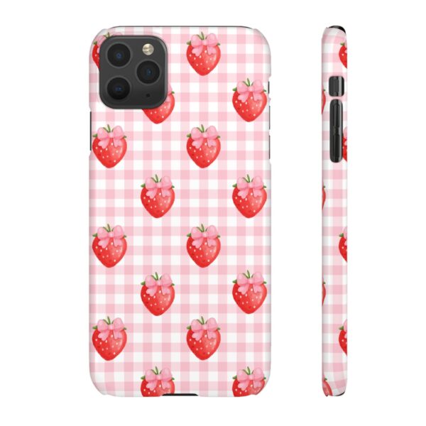 Super Cute Strawberry and Bows Snap Phone Case | Pink Gingham Pattern | Gifts for Her | Summer Accessory - Image 43