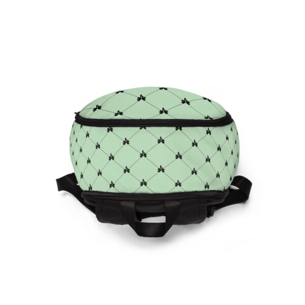 Chic Pastel Green and Black Bow Pattern Backpack | Stylish Travel Companion | School Bag | Everyday Backpack | Fashion Accessory - Image 4