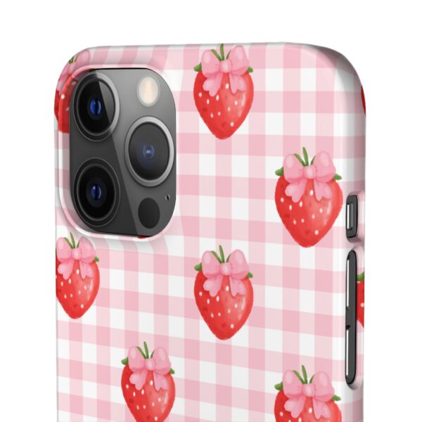 Super Cute Strawberry and Bows Snap Phone Case | Pink Gingham Pattern | Gifts for Her | Summer Accessory - Image 76