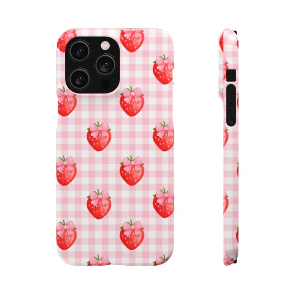 Super Cute Strawberry and Bows Snap Phone Case | Pink Gingham Pattern | Gifts for Her | Summer Accessory - Image 140